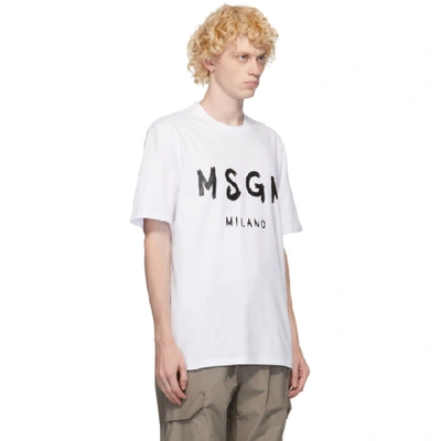 Shop Msgm White Artist Logo T-shirt In 01 White
