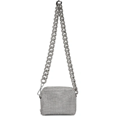 Shop Kara Silver Crystal Mesh Camera Bag In White