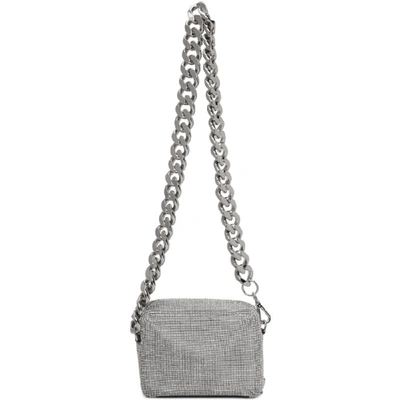 Shop Kara Silver Crystal Mesh Camera Bag In White