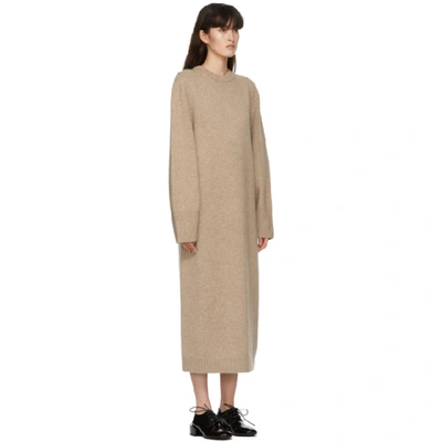 Shop Arch The Ssense Exclusive Brown Wool & Cashmere Crewneck Dress In Light Brown