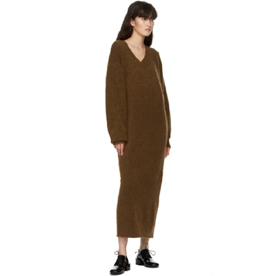 Shop Arch The Ssense Exclusive Brown Mohair V-neck Dress In Chocolate B