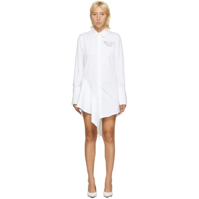 Shop Off-white White Asymmetrical Logo Dress In White/black
