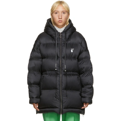 Shop Off-white Black Belted Puffer Jacket In Black/white