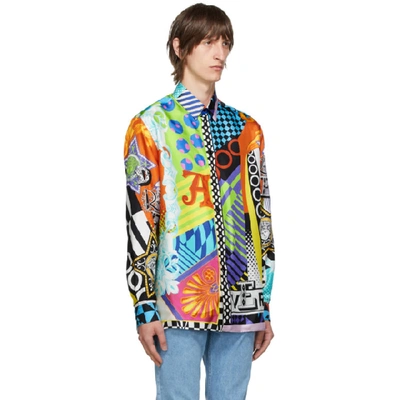 Shop Versace Multicolor Silk Collage Shirt In A7000 Multi