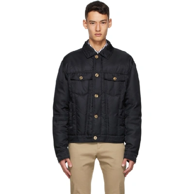 Shop Versace Black Down Blouson Jacket In A1008 Black