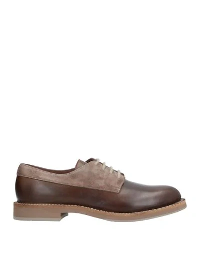 Shop Brunello Cucinelli Man Lace-up Shoes Dark Brown Size 9 Soft Leather