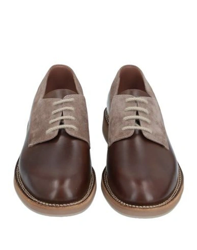 Shop Brunello Cucinelli Man Lace-up Shoes Dark Brown Size 9 Soft Leather