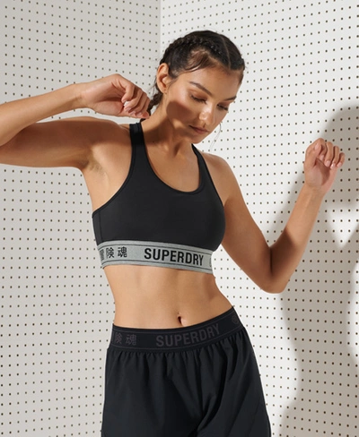 Shop Superdry Sport Training Elastic Bra In Black