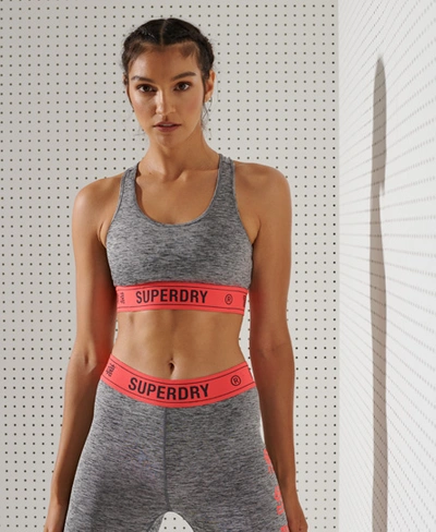Shop Superdry Sport Training Elastic Bra In Grey