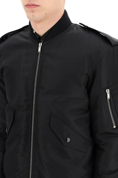 Shop Saint Laurent Nylon Bomber Jacket In Black