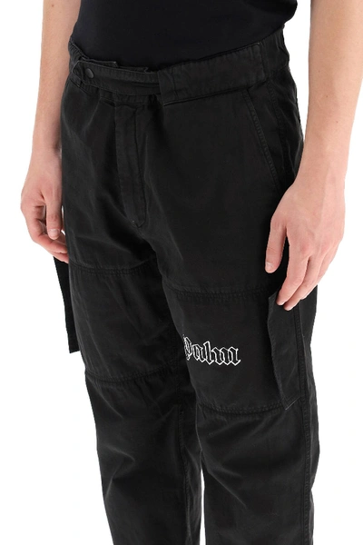 Shop Palm Angels Cargo Pants With Logo In Black