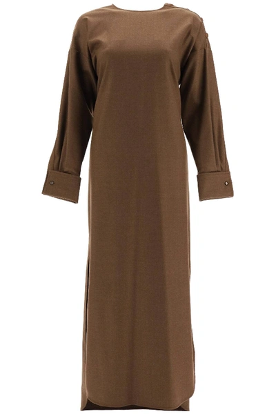 Shop Max Mara Venusia Long Dress In Brown