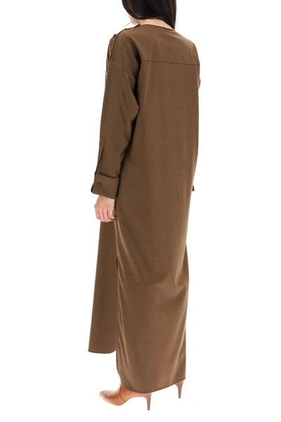 Shop Max Mara Venusia Long Dress In Brown