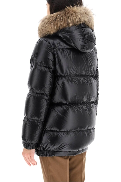 Shop Woolrich Aliquippa Down Jacket With Murmasky Fur In Black