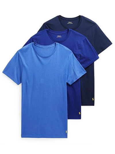 Shop Polo Ralph Lauren Classic Fit Cotton T-shirt 3-pack In Blue Assorted