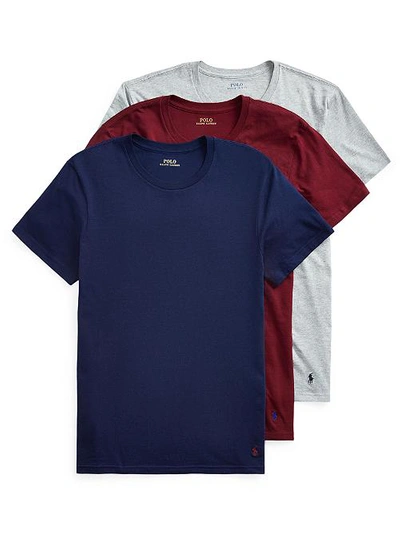Shop Polo Ralph Lauren Classic Fit Cotton T-shirt 3-pack In Grey,wine,navy