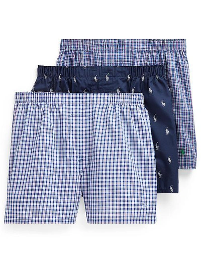 Shop Polo Ralph Lauren Classic Fit Woven Cotton Boxers 3-pack In Hunter Cruise Plaid