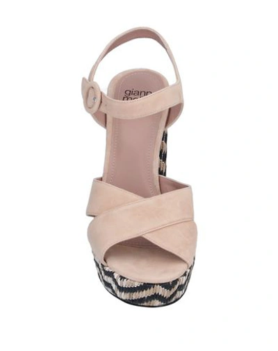 Shop Gianna Meliani Woman Sandals Sand Size 10 Soft Leather In Beige
