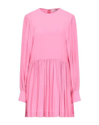 Shop Msgm Woman Mini Dress Pink Size 4 Acetate, Silk