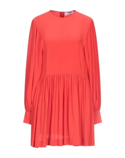 Shop Msgm Woman Mini Dress Red Size 6 Acetate, Silk