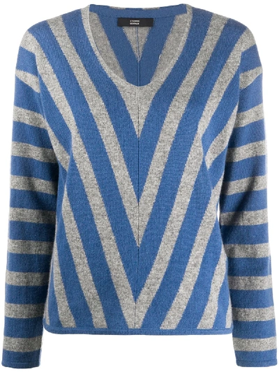 Shop Steffen Schraut Diagonal Striped Cashmere Jumper In Grey