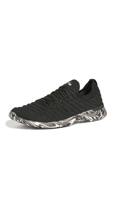 Shop Apl Athletic Propulsion Labs Techloom Wave Running Sneakers In Black/white/marble