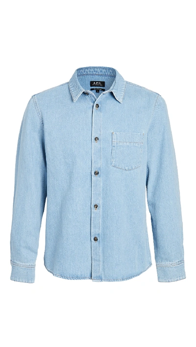 Shop Apc Victor Denim Shirt In Light Blue