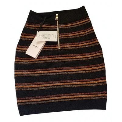 Pre-owned Balmain Wool Mini Skirt In Multicolour