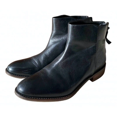 Pre-owned Dune Black Leather Ankle Boots