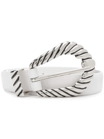 Shop Alberta Ferretti White Smooth Calfskin Belt In Bianco+argento