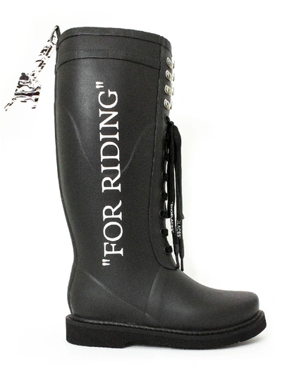 Shop Off-white Black For Riding Wellington Boots In Nero