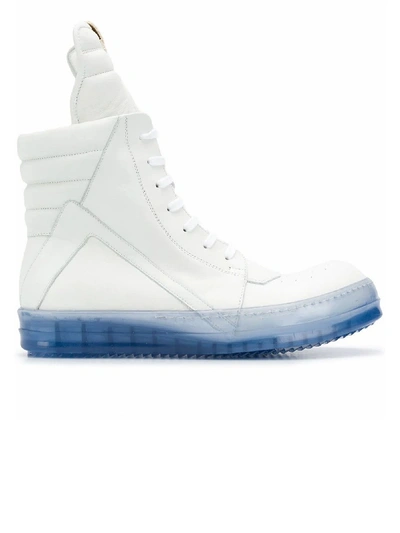 Shop Rick Owens White Geobasket Sneakers In Bianco