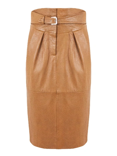 Shop Alberta Ferretti Brown Sheepskin Skirt In Marrone