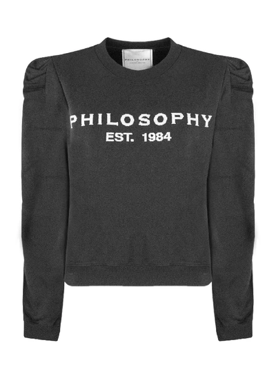 Shop Philosophy Di Lorenzo Serafini Dark Grey Cotton Sweatshirt In Nero