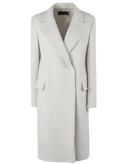 Shop Alberta Ferretti White Virgin Wool-blend Tailored Midi Coat In Panna