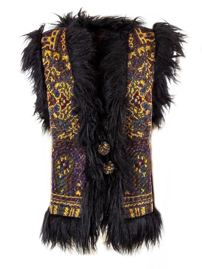 Shop Etro Black Wool Blend Vest In Fant Nero