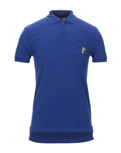 Shop Versace Polo Shirts In Bright Blue
