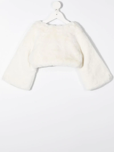 Shop Abel & Lula Faux Fur Cropped Jacket In White