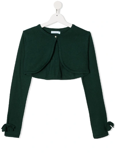 Shop Abel & Lula Teen Cropped Cardigan In Green