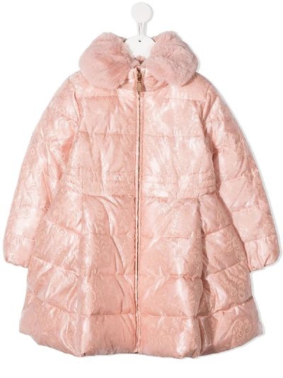 Shop Abel & Lula Faux-fur Collar Padded Coat In Pink