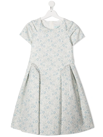 Shop Abel & Lula Pleated Floral-print Dress In Blue