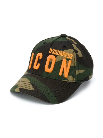 Shop Dsquared2 Camouflage Logo Cap In Green