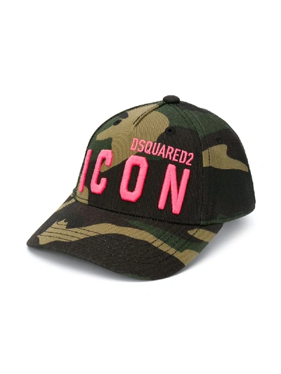 Shop Dsquared2 Camouflage-print Logo Cap In Green