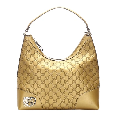 Pre-owned Gucci Ssima Lovely Leather Shoulder Bag In Gold