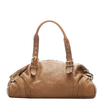 Pre-owned Burberry Beige Leather Shoulder Bag In Brown