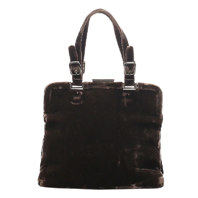 Pre-owned Prada Brown Velvet Shoulder Bag