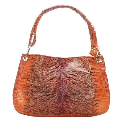 Pre-owned Bottega Veneta Orange Python Leather Shoulder Bags