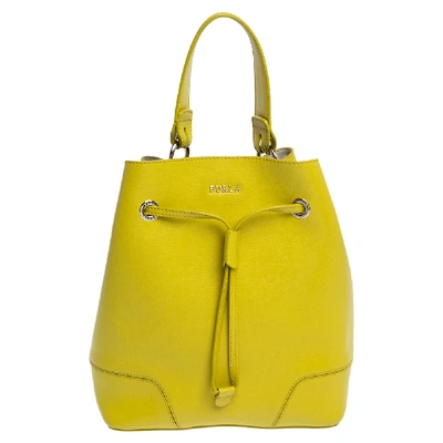 Pre-owned Furla Yellow Leather Stacy Drawstring Bucket Bag