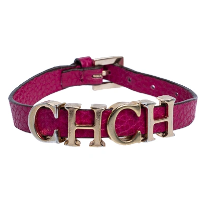 Pre-owned Carolina Herrera Pink Leather Petite Carolina Bracelet
