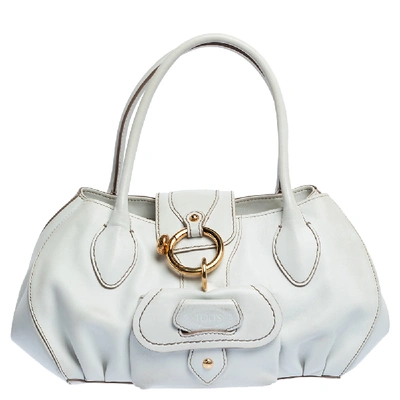 Pre-owned Tod's White Leather Front Pocket Satchel